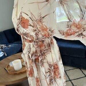 Maxi dress with sheer overlay